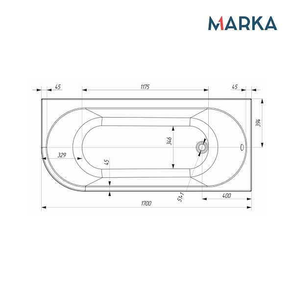 Ванна «ALISA MG» 170*75 L Комплект Премиум