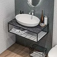 Тумба открытая ШЕРЛ/Sync 100 черный/белый, лофт