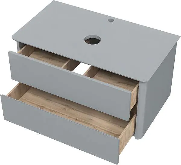 Тумба со столешницей МОНРО/Monro 80П (800х420х450) 2я серый стекло