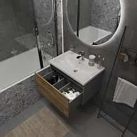 Тумба Aris mini 60П (600х440х450) 1я антрацит/дуб крафт золотой раковина