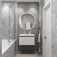 Тумба Aris mini 60П (600х440х450) 1я дуб вотан/белый глянец раковина