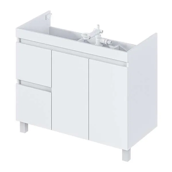 Тумба под раковину Cube 100Н 2д 2я б/к Белый глянец
