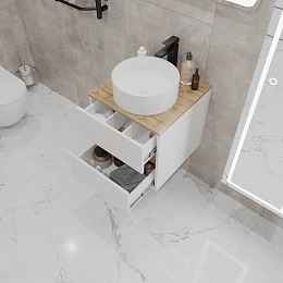 Тумба со столешницей ВЕЛЛИ/Veil 50П (500х500х500) 2я белая аляска/дуб вотан