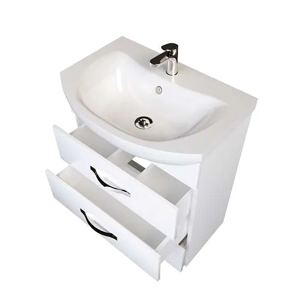 Тумба под раковину Вита 65Н 3в.я. белый глянец, МДФ