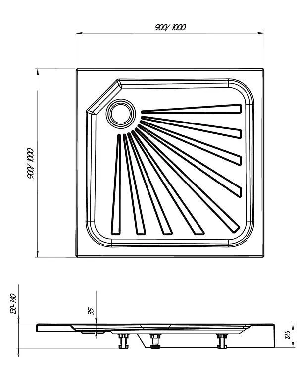Поддон КВАДРО/QUADRO 900х900 квадрат