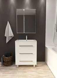 Тумба под раковину Соната 58Н 3в.я. белый глянец