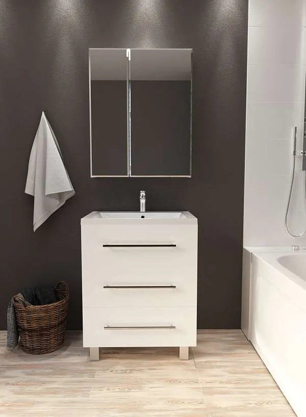 Тумба под раковину Соната 58Н 3в.я. белый глянец