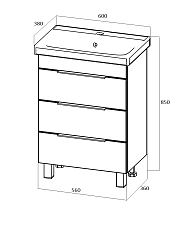 Тумба под раковину ГАУЛА/Gaula 60Н 3я белый
