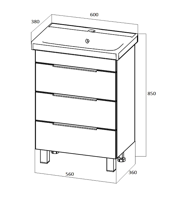 Тумба под раковину ГАУЛА/Gaula 60Н 3я белый