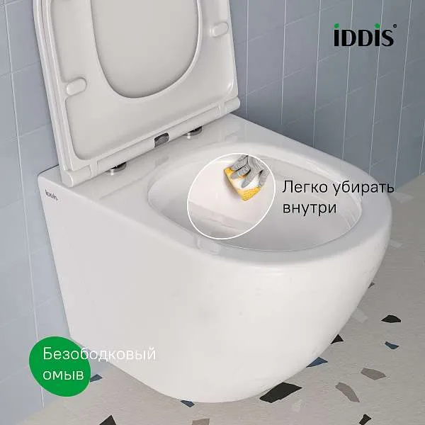 Унитаз подвесной IDDIS безободковый Blanco смыв торнадо BLQRDSEI25