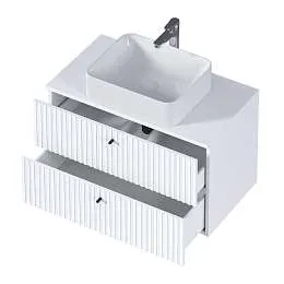 Тумба со столешницей СТЕЛЛА/Desire 800х487х500П 2я монолит айсберг /эмаль белая