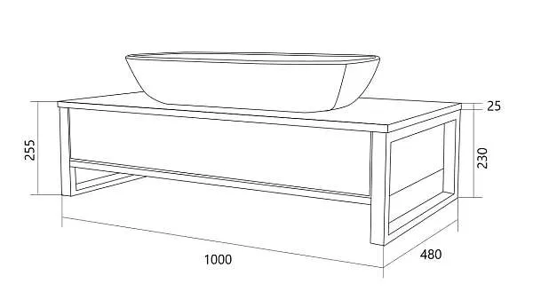Тумба со столешницей GRUNGE LOFT 100П 1в.я Бетон темно-серый