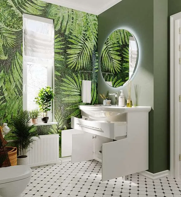 Тумба под раковину Lina New 105Н 1в.я 3д Белый глянец