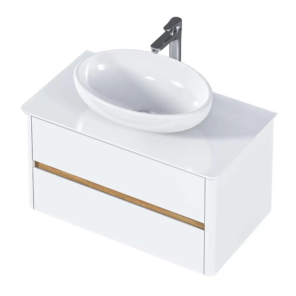 Тумба со столешницей МОНРО/Monro 80П (800х420х450) 2я белый стекло
