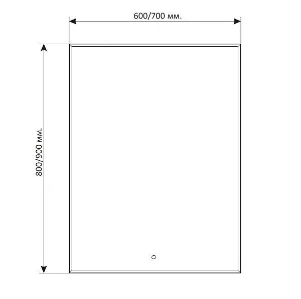 Зеркало PINO (600х800х29) прямоугольник черный УФ01 подсветка/сенсор