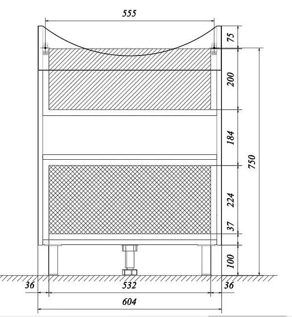 Тумба под раковину Вита 65Н 2д. белый глянец, МДФ