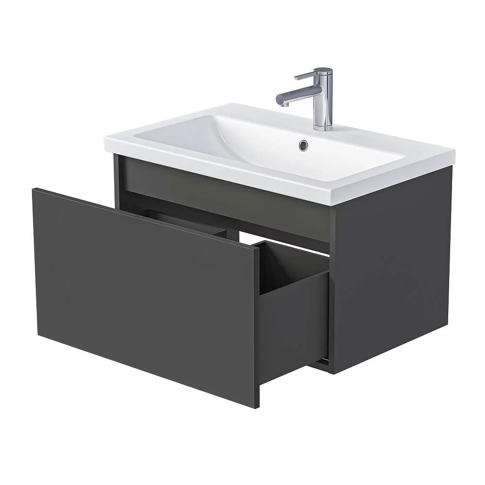 Тумба под раковину БЛОК МИНИ/Aris mini 60П (590х400х447) 1я антрацит/монолит дарк