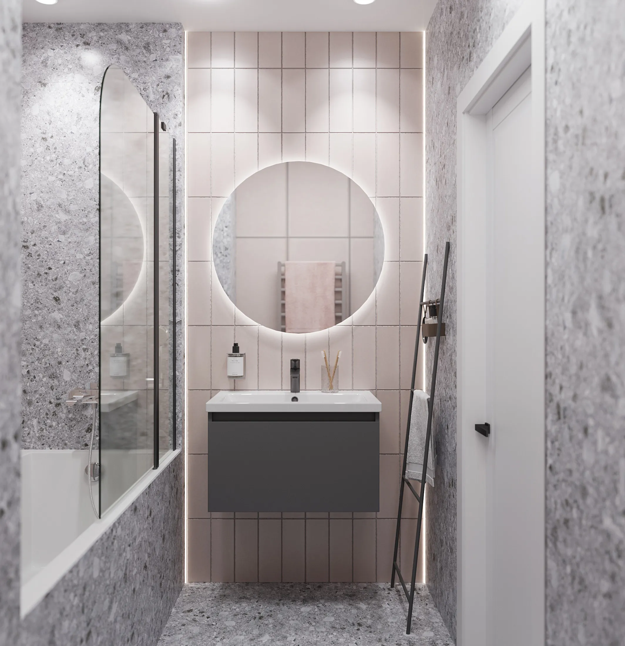 Тумба Aris mini 70П (700х440х450) 1я антрацит/монолит дарк раковина