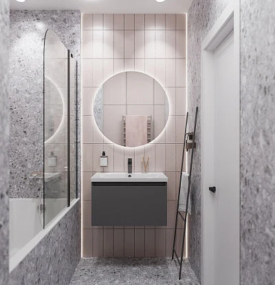 Тумба БЛОК МИНИ/Aris mini 70П (700х440х450) 1я антрацит/монолит дарк раковина