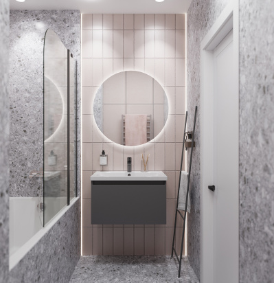 Тумба Aris mini 70П (700х440х450) 1я антрацит/монолит дарк раковина