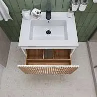 Тумба под раковину Row 60П (600х400х453) 1я белый/дуб