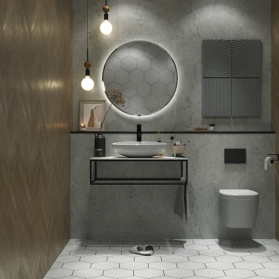 Столешница из керамогранита ЛОФТ/LOFT 90, светло-серый МА01 Nat