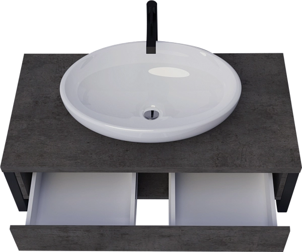 Тумба со столешницей GRUNGE LOFT 100П 1в.я Бетон темно-серый