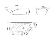 Ванна ДЖУЛИАННА/JULIANNA 1500х900 R МГ