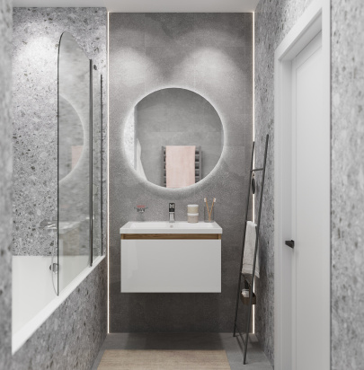 Тумба Aris mini 70П (700х440х450) 1я дуб вотан/белый глянец раковина