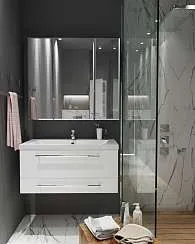 Тумба под раковину Соната 90П 2в.я. белый глянец