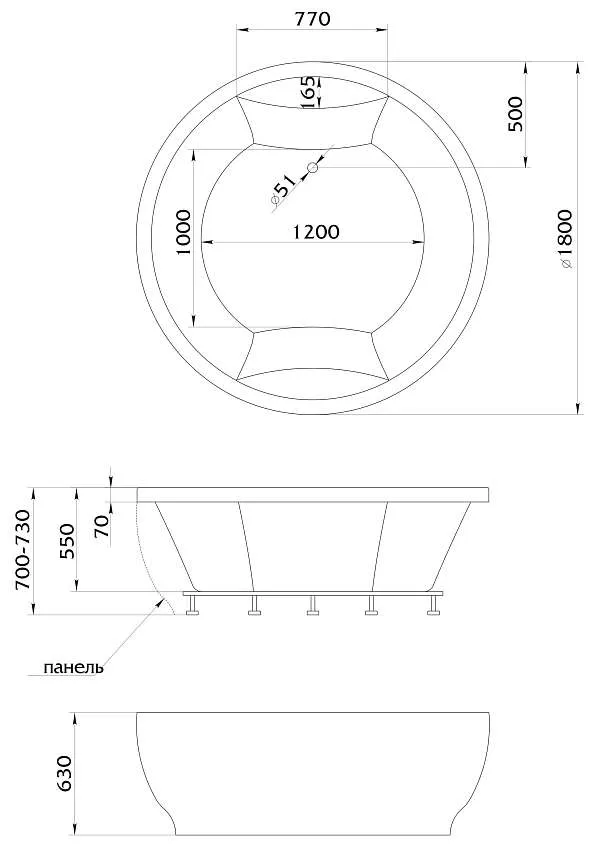 Ванна ОМЕГА НЬЮ/OMEGA NEW 1800х1800 МГ