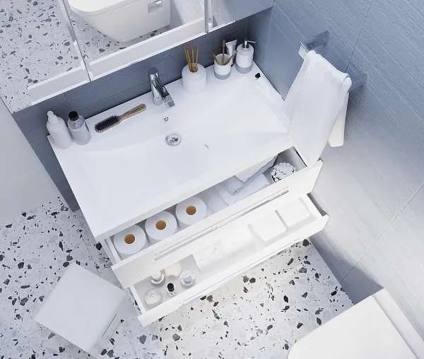 Тумба под раковину Соната 75П 2в.я. белый глянец