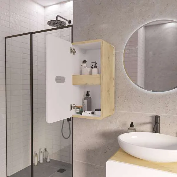 Пенал Vortex 700х350х300П 1д орех лучистый солнечный/супермат айс