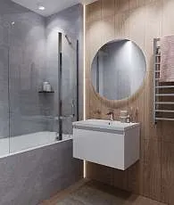 Тумба Aris mini 70П (700х440х450) 1я белая аляска/белый глянец раковина