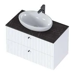 Тумба со столешницей СТЕЛЛА/Desire 80П (806х481х501) 2я белый керамогранит черный
