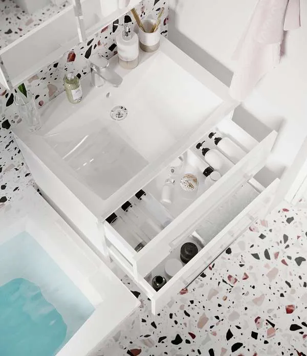 Тумба под раковину Соната 58Н 3в.я. белый глянец