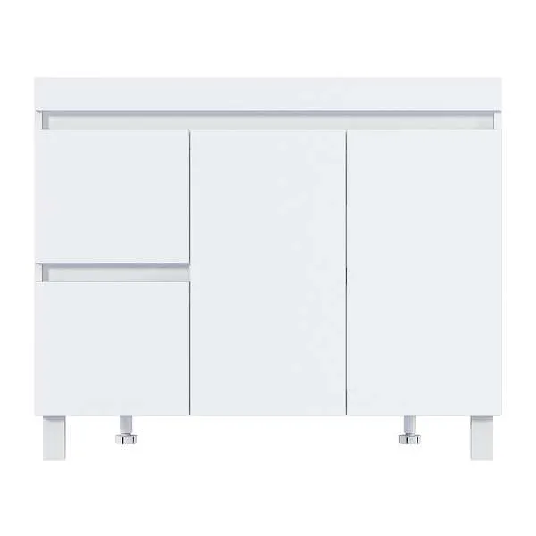 Тумба под раковину Cube 100Н 2д 2я б/к Белый глянец