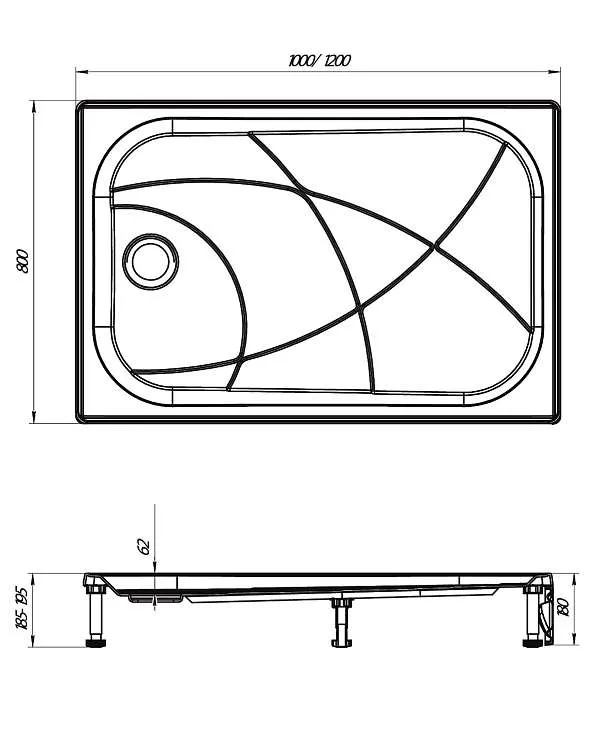 Поддон ФРЕЯ НЬЮ/FREYA NEW 1200х800 прямоугольник комплект Стандарт 1