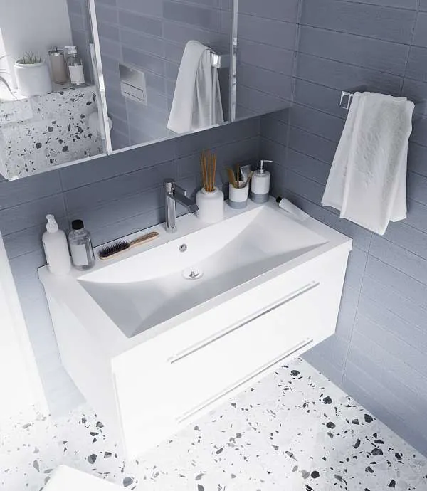 Тумба под раковину Соната 90П 2в.я. белый глянец