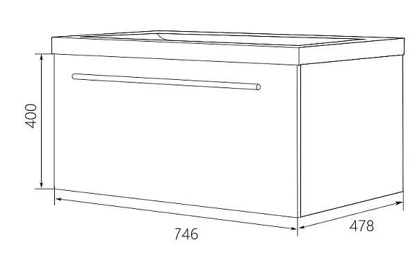 Тумба под раковину Соната 75П 1в.я. белый глянец