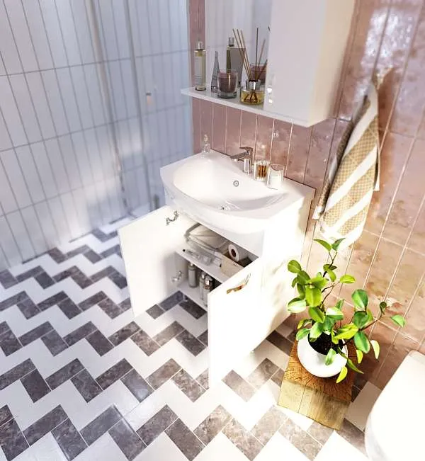 Тумба под раковину Вита 65Н 2д. белый глянец, МДФ