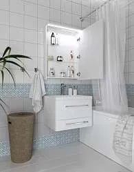 Зеркало-шкаф Соната 60 1д с подсветкой, белый глянец