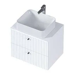 Тумба со столешницей СТЕЛЛА/Desire 600х487х500П 2я монолит айсберг/эмаль белая