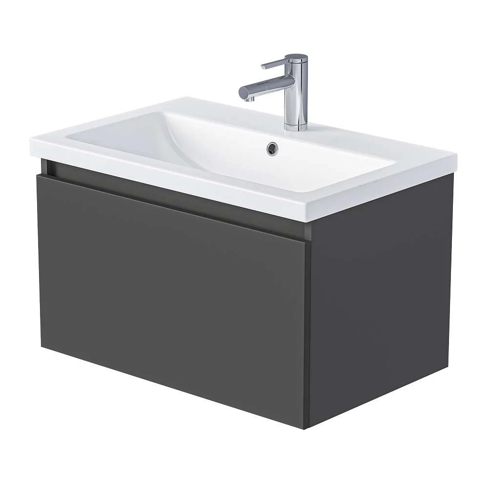 Тумба под раковину БЛОК МИНИ/Aris mini 60П (590х400х447) 1я антрацит/монолит дарк