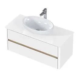 Тумба со столешницей Monro 100П (1000х420х450) 2я белый стекло