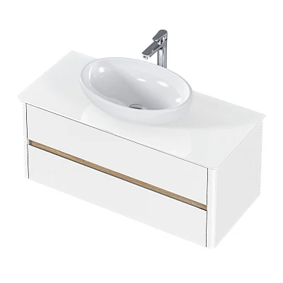 Тумба со столешницей МОНРО/Monro 100П (1000х420х450) 2я белый стекло