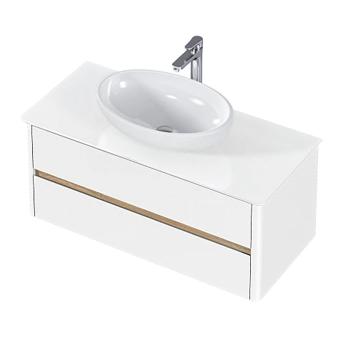 Тумба со столешницей МОНРО/Monro 100П (1000х420х450) 2я белый стекло