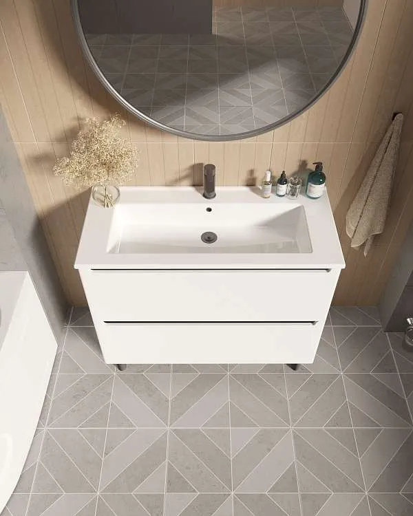 Тумба под раковину КОДА/Coda 105Н (1056х887х471) 2я перламутр белый