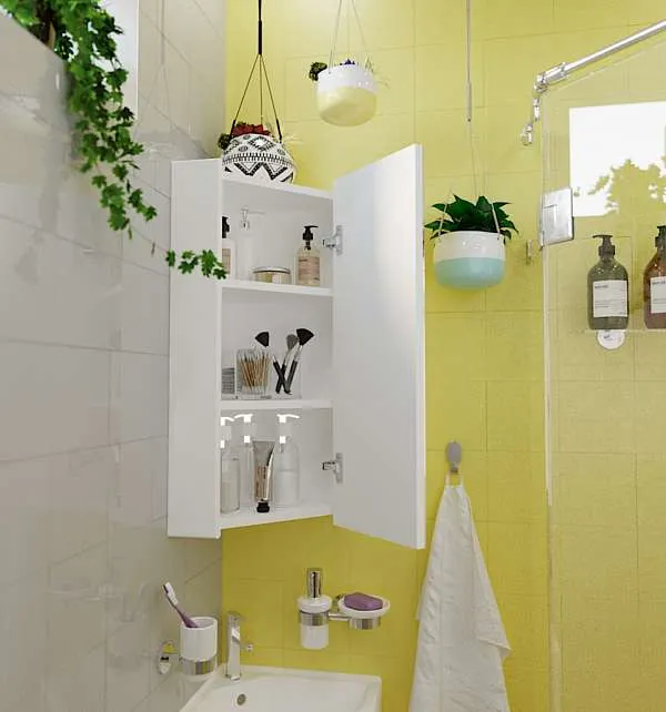 Зеркало-шкаф угловой Penta 43П 1д. белый глянец