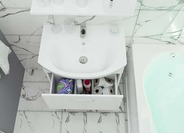 Тумба под раковину Вита 65П 1в.я. белый глянец, МДФ